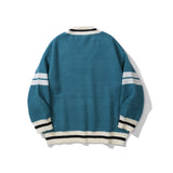 Men Sweater Letter Jacquard Color Matching Sweater Men's Pullover