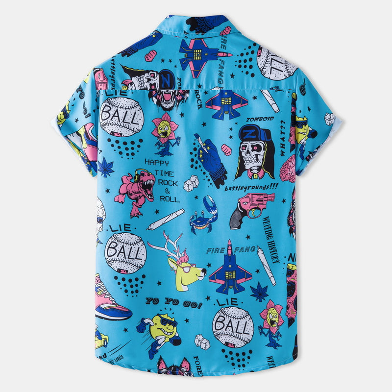 Camp Collar Shirt Broken Ruffled Short Sleeves Shirt