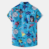 Camp Collar Shirt Broken Ruffled Short Sleeves Shirt
