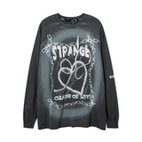 Man Fall Outfits Dark High Street Style Hand-Painted Graffiti Printing Long-Sleeved T-shirt Men's Top