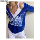 Vintage Y2g Shirts Printed Cardigan Fashion Hooded Women's Clothing