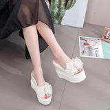 High Heels Slippers Summer Wedge Platform Bow Fashion Slippers