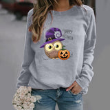 Halloween Costumes Pattern Printing Long Sleeve Crew Neck Sweater Female