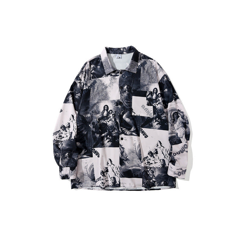 Man Fall Outfits Vintage Bear Plaid Full Printed Men's and Women's Long Sleeves Shirt Couple