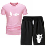 Vlone T Shirts & Shorts 2 Piece Set Men'S Summer Sports Fitness Casual Shorts Suit