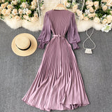 Betty Draper Valentine's Day Dress Women's Clothing Spring French Dress Long Pleated Skirt