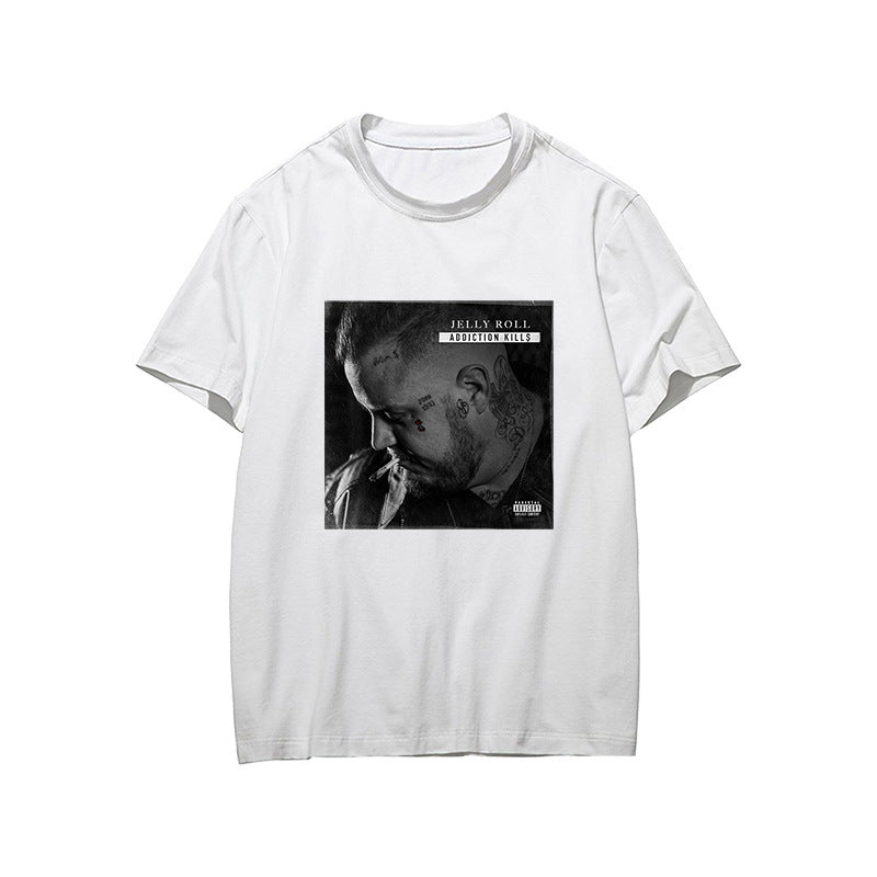 Jelly Roll T Shirt Portrait Printing Loose Short Sleeve T-Shirt