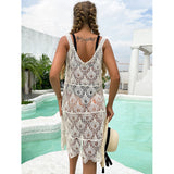 Coachella Music Festival Outfits Women's Summer Sexy Cutout V-neck Lace Dress Beach