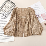 Coachella Music Festival Outfits Vintage Hollow Crocheted Cardigan Short Coat Top