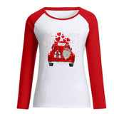 Valentine's Day T Shirts Couples Pullover round Neck Women's Long-Sleeved T-shirt