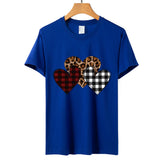Valentine's Day T Shirts Couples Color Leopard Print Heart Printing Pullover Short Sleeve T-shirt