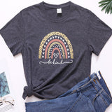 Valentine's Day T Shirt Women's Short-Sleeved T-shirt Heart Leopard Print Cotton