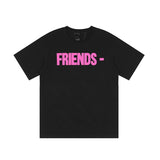 Vlone T Shirt Summer Pink Large V Printed Short Sleeve Loose Casual Men And Women