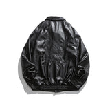 Man Fall Outfis Vintage PU Leather Jacket Loose Lapels Casual Motorcycle Leather Jacket