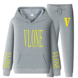 Vlone Hoodie & Pants 2 Piece Set Spring And Autumn Casual Sweater Loose Top