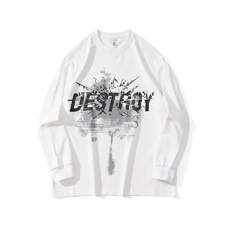 Man Fall Outfits Autumn and Winter Printed Long-Sleeved T-shirt Men and Women Casual Hip Hop Sweater Base Shirt