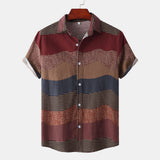 Camp Collar Shirt Short Sleeve Shirt Color Matching