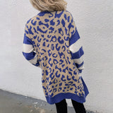 Women Cardigan Sweater Women's Leopard Print Sweater for Autumn and Winter