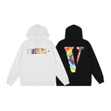 Vlone Hoodie Hip Hop High Street Big V Print Short Sleeve T-Shirt Hoodie