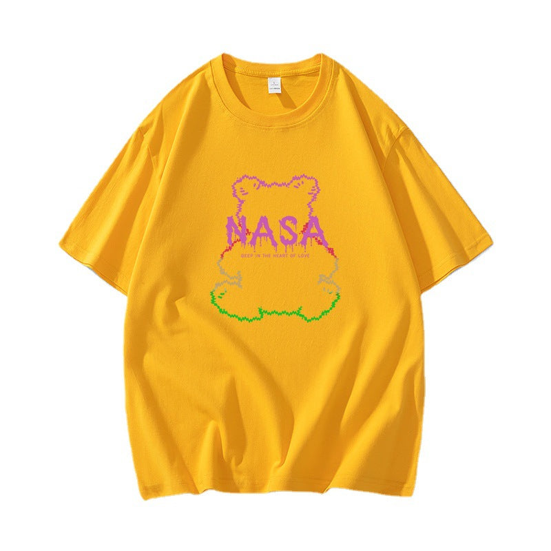 Nasa T Shirt Short Sleeve Men'S Summer Loose Top Versatile Couple Wear Half Sleeve