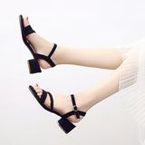 High Heels Slides Summer Suede Buckle Open Toe Sandals Chunky Heel Fashion Sandals