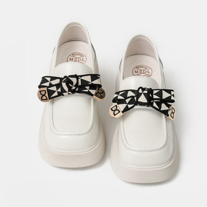 Mary Jane Shoes Platform Loafers Thick Heel Leather Shoes Female