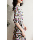 Kendall Jenner Wedding Guest Dress Floral V-neck Waist-Controlled Slimming  Temperament Adult Lady Like Woman Lightly Mature