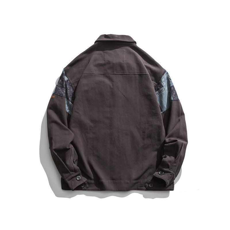 Man Fall Outfis Autumn Clothes Creative Stitching Casual Workwear Jacket Loose Street Hip Hop Top