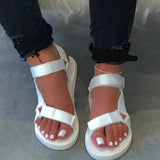Women Open Toe Sandals Flats Fashion Solid Color Open Toe Buckle Sandals for Women
