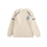 Men Sweater Cartoon Bear Paste Cloth Embroidery Sweater Men's Pullover