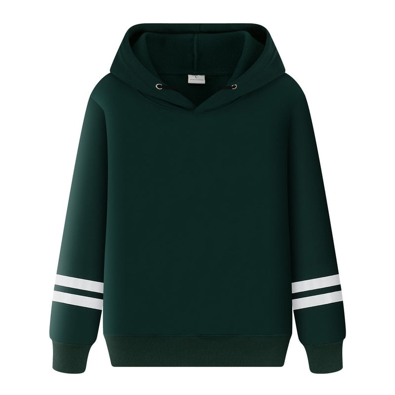Adolesence Sweatshirt Solid Color Hooded Sweatshirt Fleece-Lined