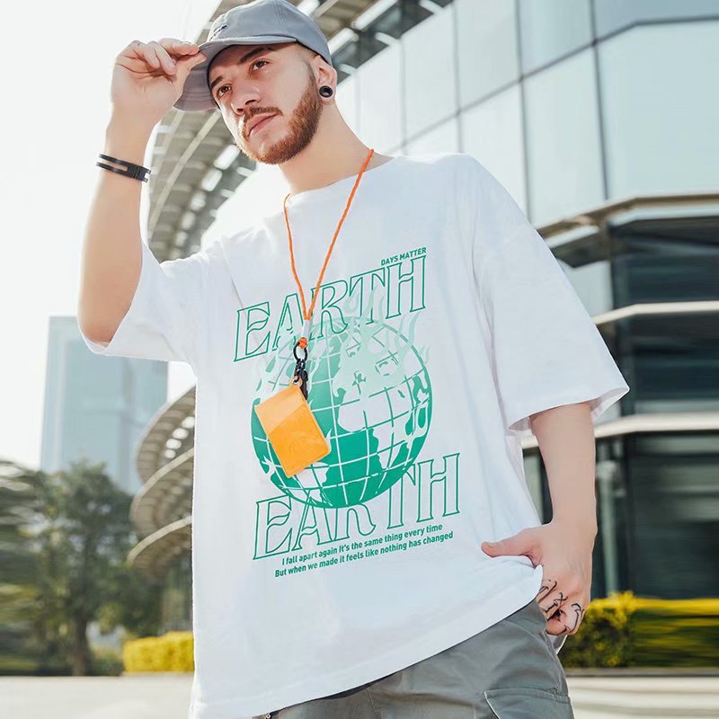 Men T-shirt Half-Sleeved Loose Printing
