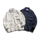 Man Fall Outfis Autumn Vintage Corduroy Lapel Jacket Men Loose Street Workwear Tops