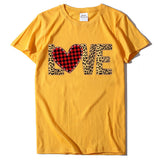 Valentine's Day T Shirt Large Size T-shirt Short Sleeve Leopard Print Love Red Plaid Heart Printing Spring and Summer