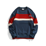 Crew Neck Sweatshirts for Men Men's Retro Mixed Color Stripe round Neck Sweater for Men