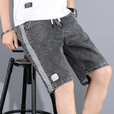 Men Denim Shorts Men's Jeans Shorts Straight Loose Korean Ripped