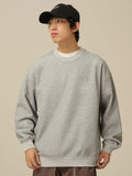 Men Sweatshirts Solid Color round Neck Sweater Japanese Style Thin Loose