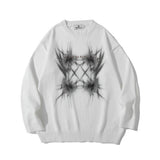 Men Sweater Printed Sweater Men's Loose round Neck Sweater
