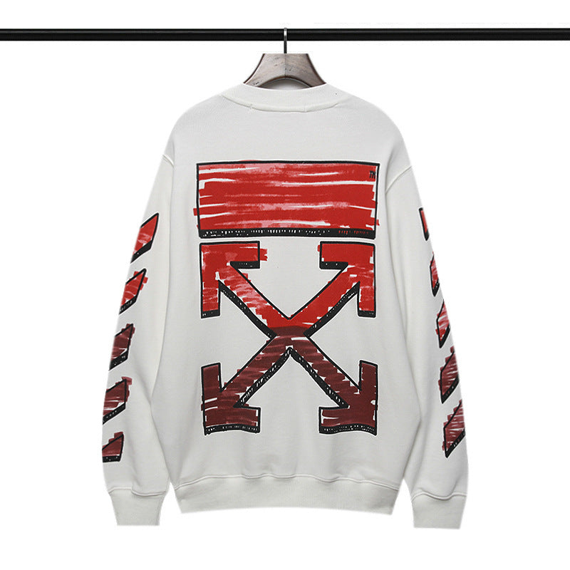 Off White Sweatshirts Fall/Winter Arrow Print Round-Neck Pullover