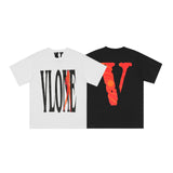 Vlone T Shirt Spring And Summer Letter Hip Hop Large V Printed Loose Short Sleeve T-Shirt