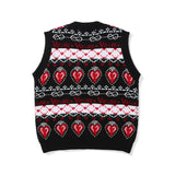 Men Sweater Contrast Color Heart Jacquard Knitted Vest Men's Street Vest