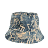 Bucket Hat Fishing Cap Cotton Print Fisherman Hat Letter Print Sun-Proof Basin Hat