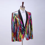 Men Prom Outfits Colorful Vertical Sequins Casual Multicolor