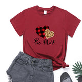 Valentine's Day T Shirts Couples Leopard Plaid Love Women's T-shirt Loose T-shirt