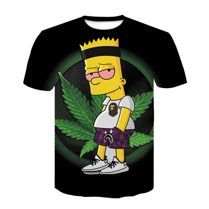 The Simpsons T Shirts Anime Round Neck Print