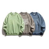 Man Fall Outfis Autumn Clothing Retro Alphabet Printed Crew Neck Sweatshirt Men and Women Loose Couple Casual Top