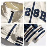 Man Fall Outfis Autumn Street Hip-Hop Contrast Color Stand-up Collar Jacket Boys Letter Embroidered Coat