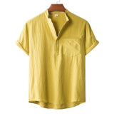 Camp Collar Shirt Stand Collar Short Sleeve