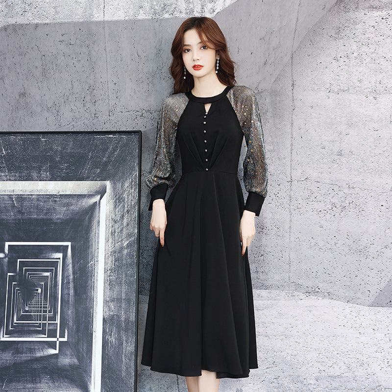 Long Sleeve Burgundy Dress Formal Performance Mesh Long Sleeve Midi Dress