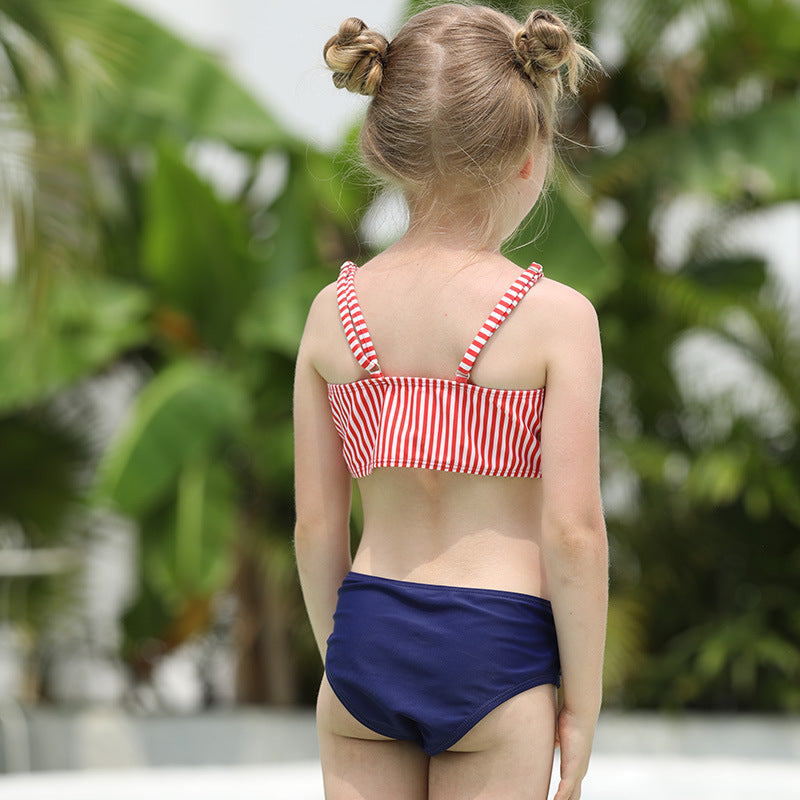 Children Swimsuit Children's Swimsuit Striped Bow Backless